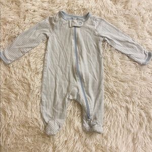 STRIPED LONG SLEEVE FOOTIE ONESIE